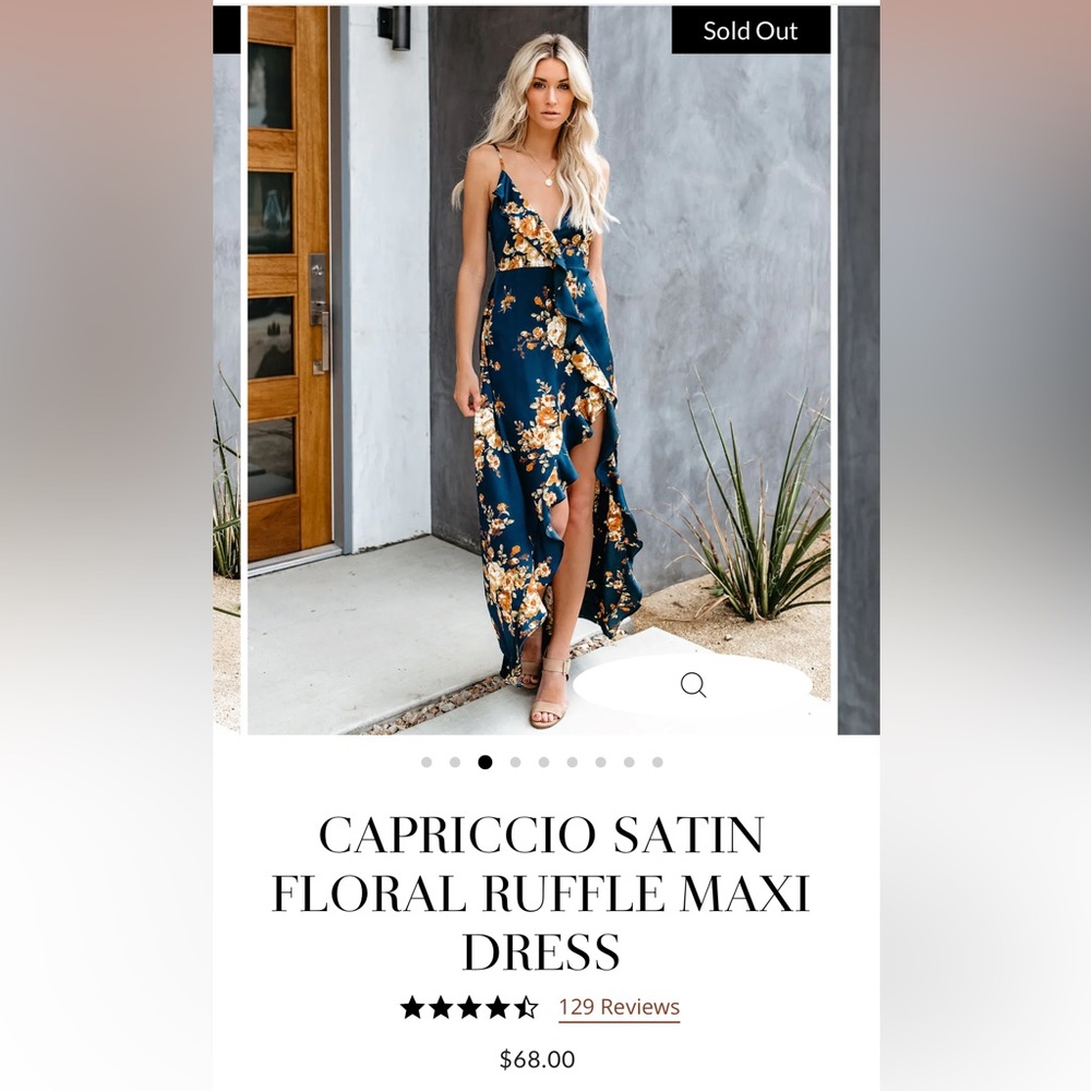 Carpaccio Satin Ruffle Maxi Dress Vici Collection